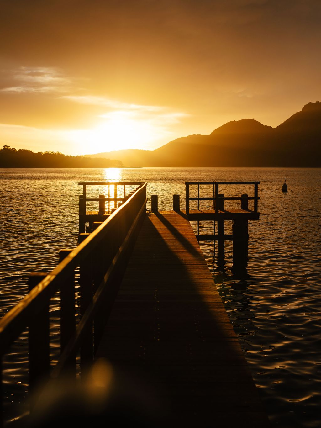 Picnic Island jetty at sunset in Tasmania