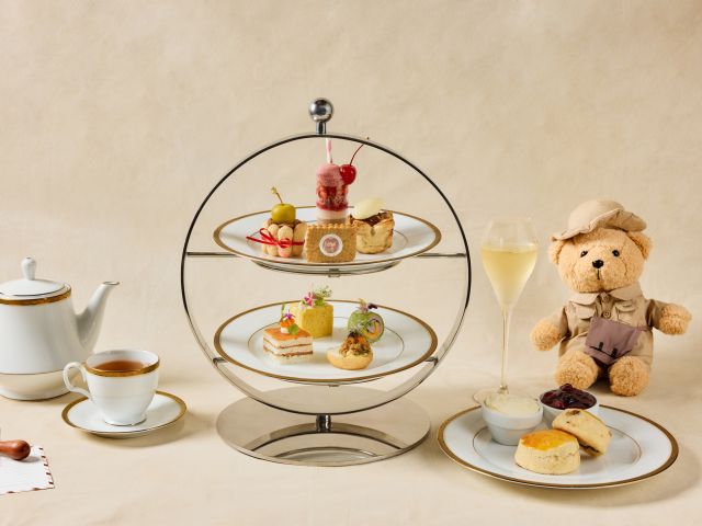 High tea set up with little teddy bear