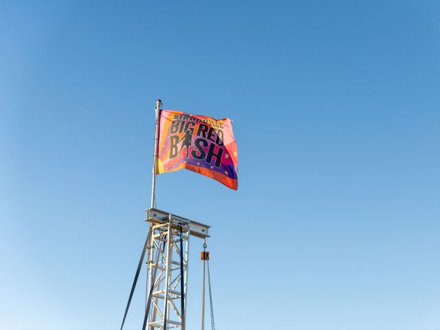 A flag that says Big Red Bash
