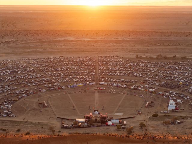 Aerial view of the Big Red Bash festival
