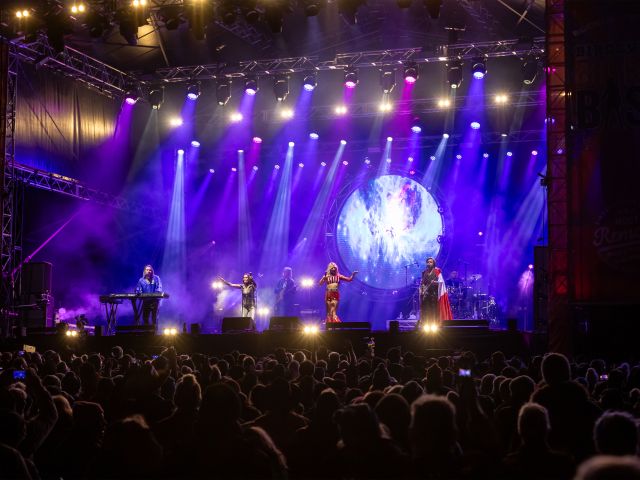 A night time performance at Big Red Bash festival