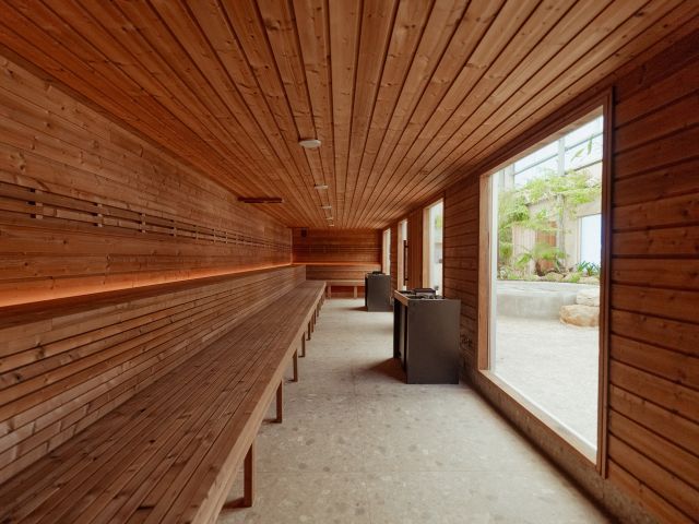A large timber sauna 