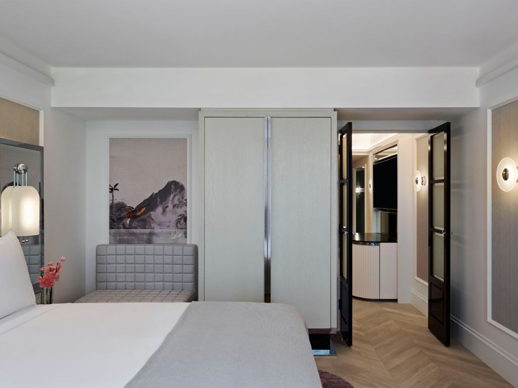 The bedroom in the Boulevard Suits at The Royce