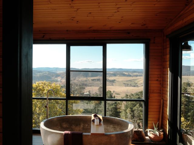 a freestanding bathtub at Mt Kanimbla Retreats
