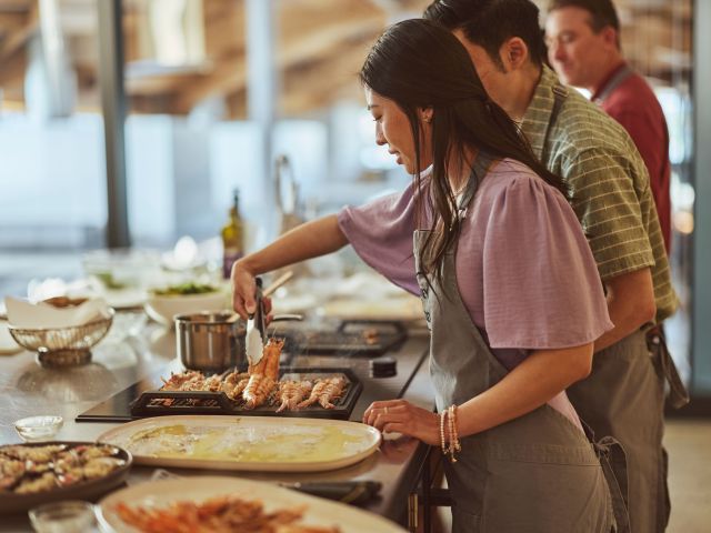 a cooking class at Sydney Seafood School