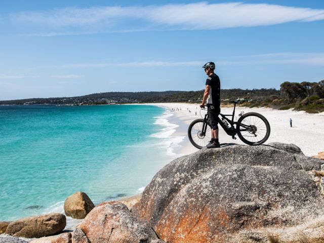 mountain biking at St Helens, Tas