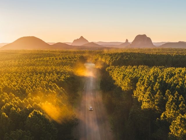 Glass House Mountains National Park from above