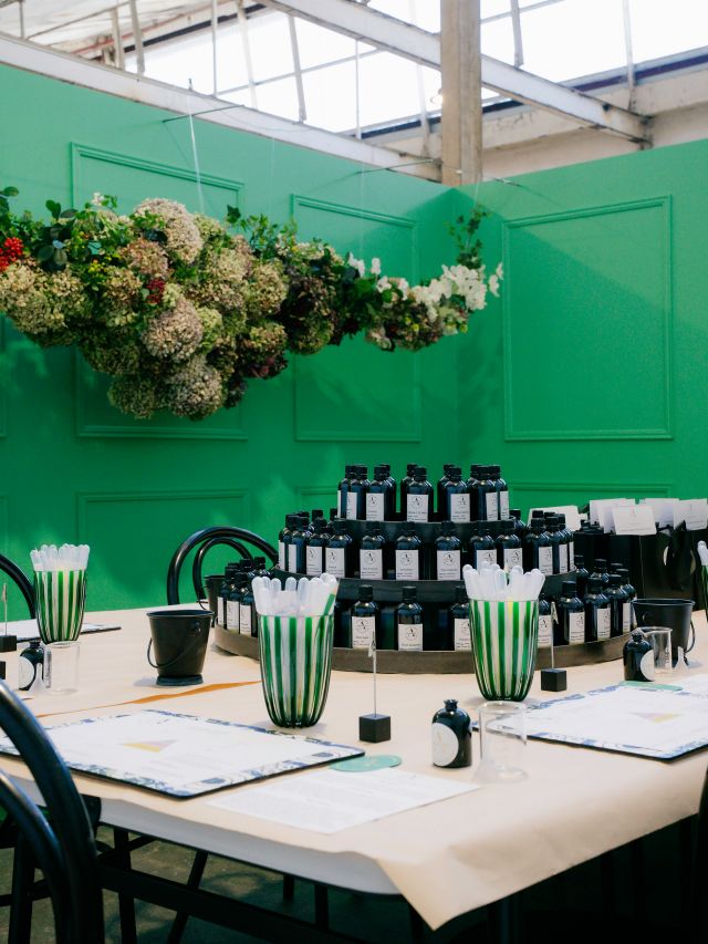 Blend your own signature scent from a table of fragrances.