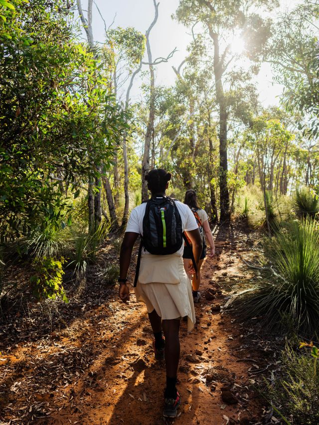 Hikers exploring the scenic trails of Brisbane Ranges National Park.