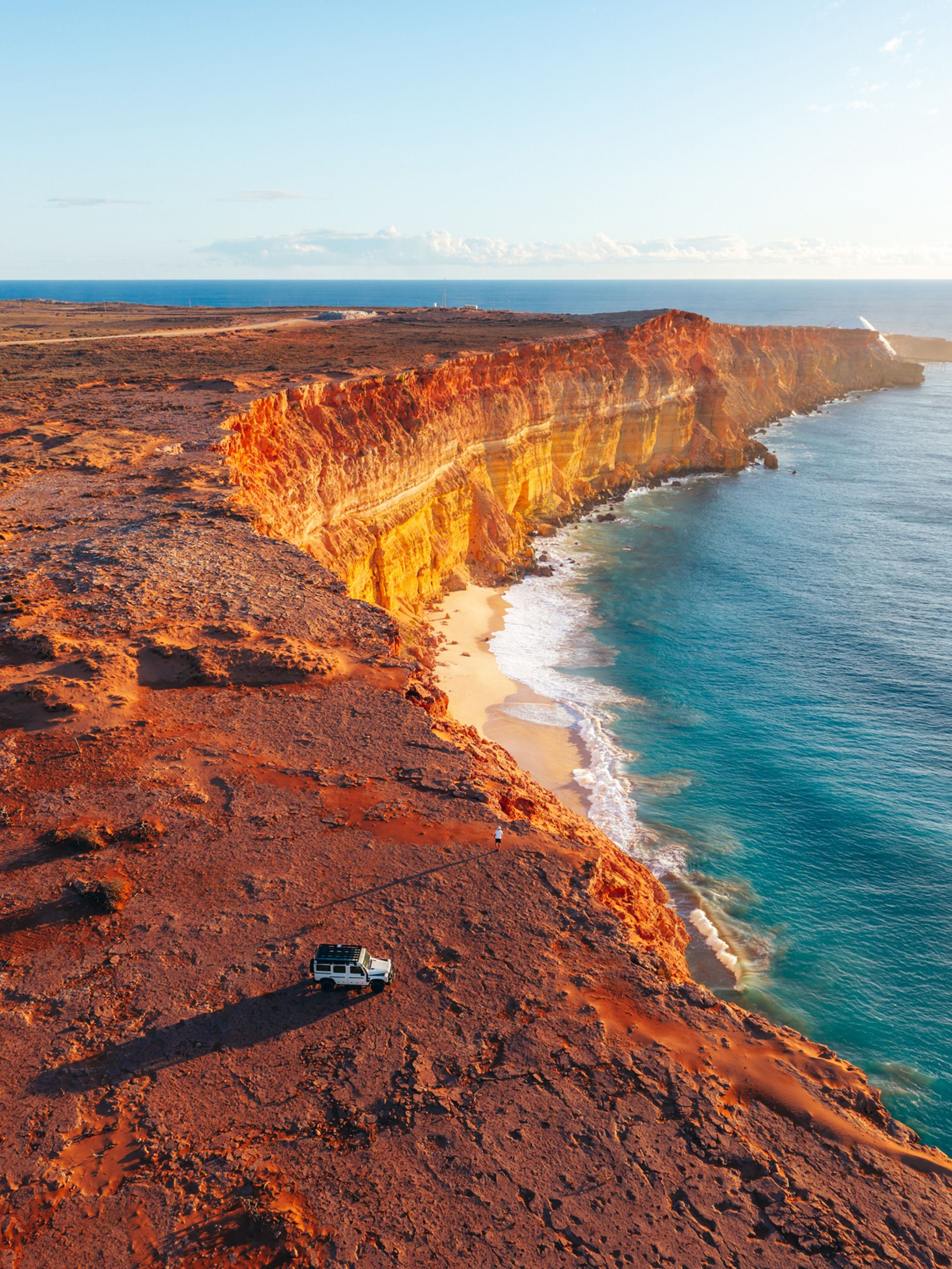 Aerial shot of cliffs in Carnarvon in Western Australia