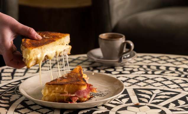 a grilled cheese sandwich at Cafe 1871