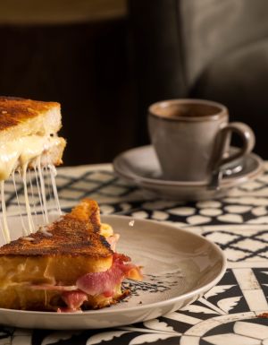 a grilled cheese sandwich at Cafe 1871