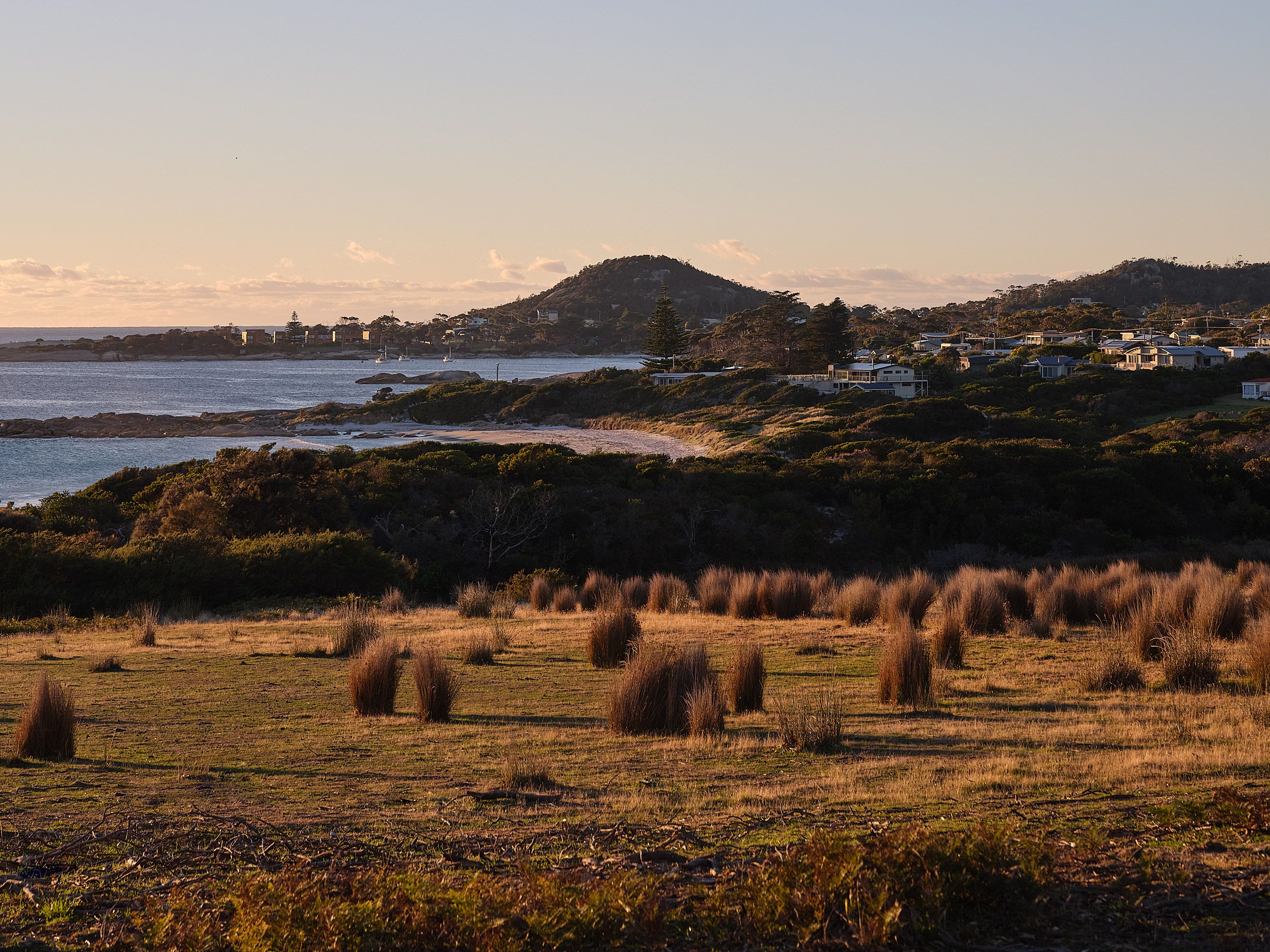 a coastal view of Bicheno, Tasmania
