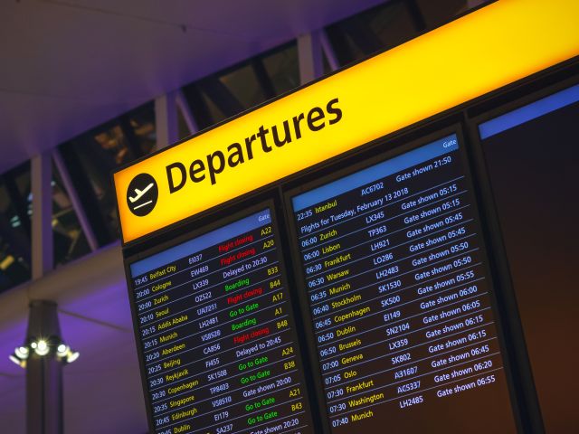 Airport departure board