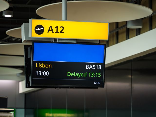 Delayed flight at airport