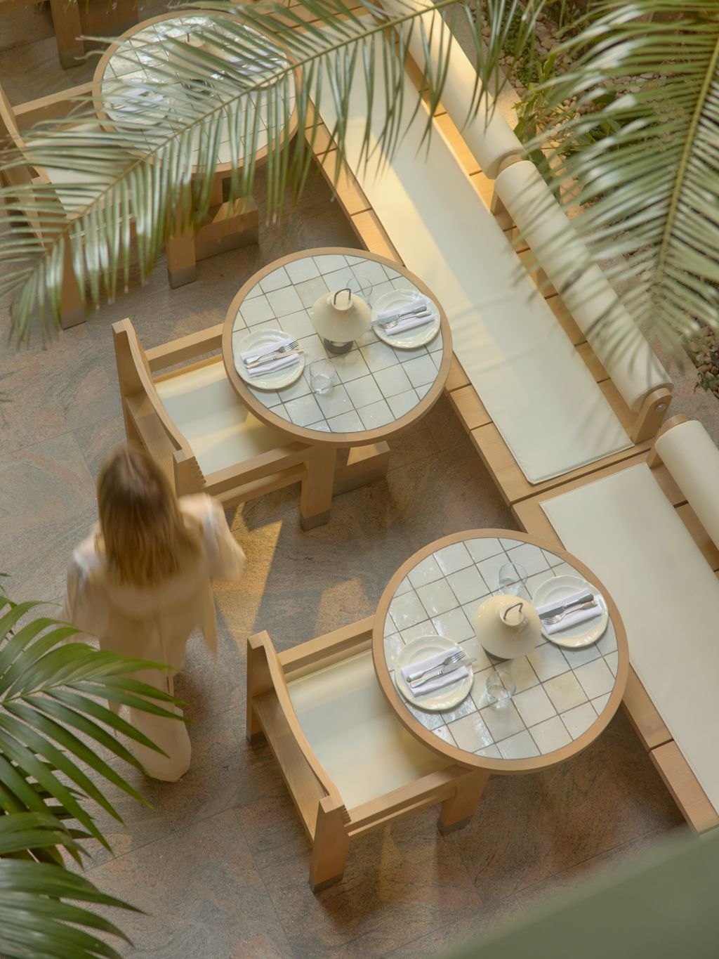 Aerial shot of tables at Golden Avenue in Brisbane