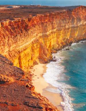 Aerial shot of cliffs in Carnarvon in Western Australia