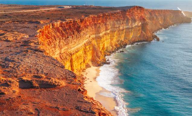 Aerial shot of cliffs in Carnarvon in Western Australia
