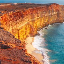 Aerial shot of cliffs in Carnarvon in Western Australia