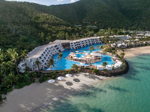 Aerial shot of InterContinental Hayman Great Barrier Reef on Hayman Island