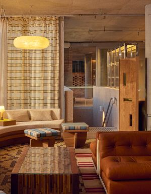 The Bauhaus-inspired lobby of The Bonobo by Raes, Byron Bay's new boutique hotel