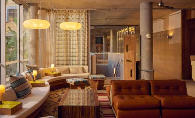 The Bauhaus-inspired lobby of The Bonobo by Raes, Byron Bay's new boutique hotel