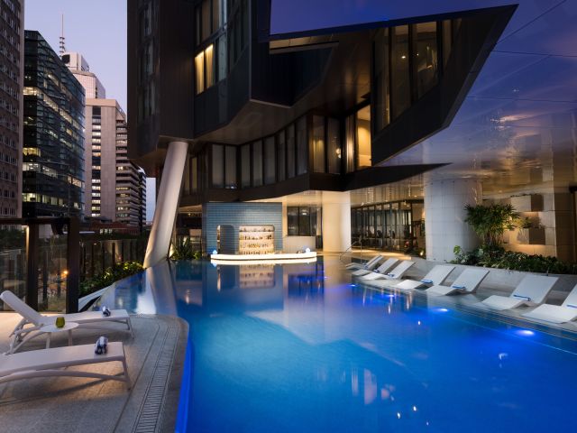The Westin Brisbane pool at night