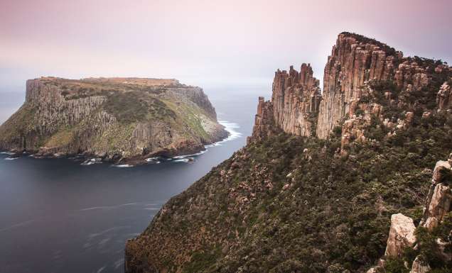 views along the Three Capes Walk in winter Tasmania