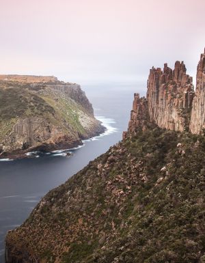 views along the Three Capes Walk in winter Tasmania