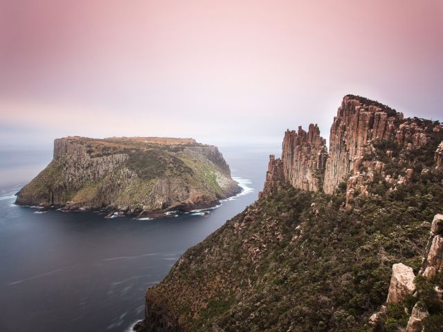 views along the Three Capes Walk in winter Tasmania
