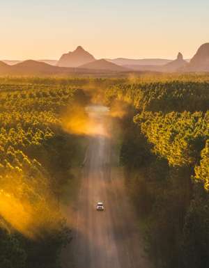 Glass House Mountains National Park from above