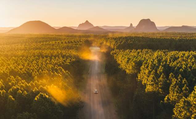 Glass House Mountains National Park from above