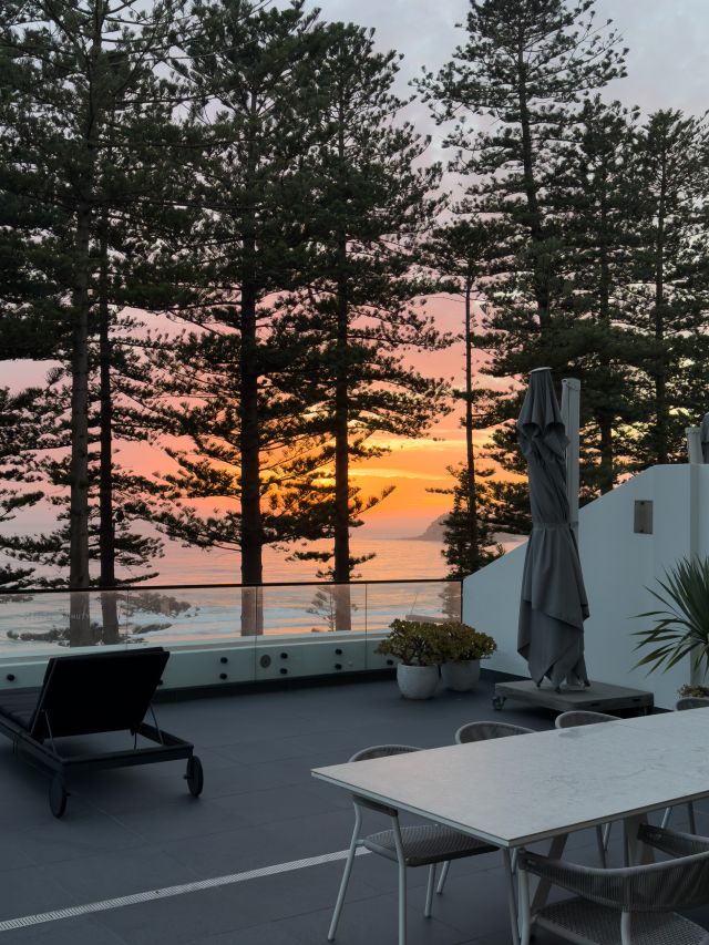 Sunrise from the Infinity Residence terrace at Manly Pacific Hotel Sydney