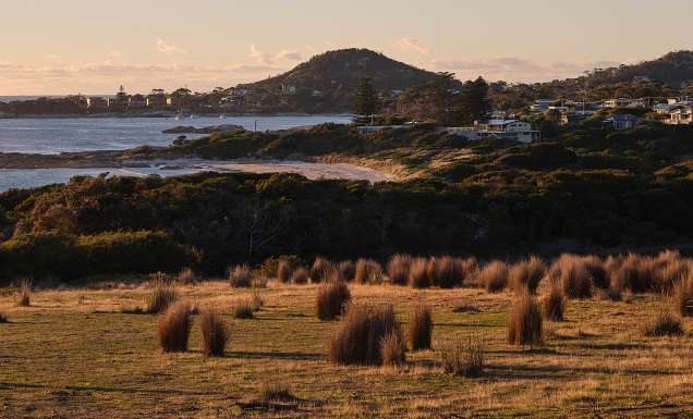 a coastal view of Bicheno, Tasmania