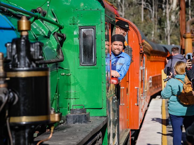 The driver onboard the Zig Zag Railway