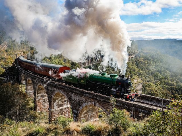The Zig Zag Railway crossing a bridge
