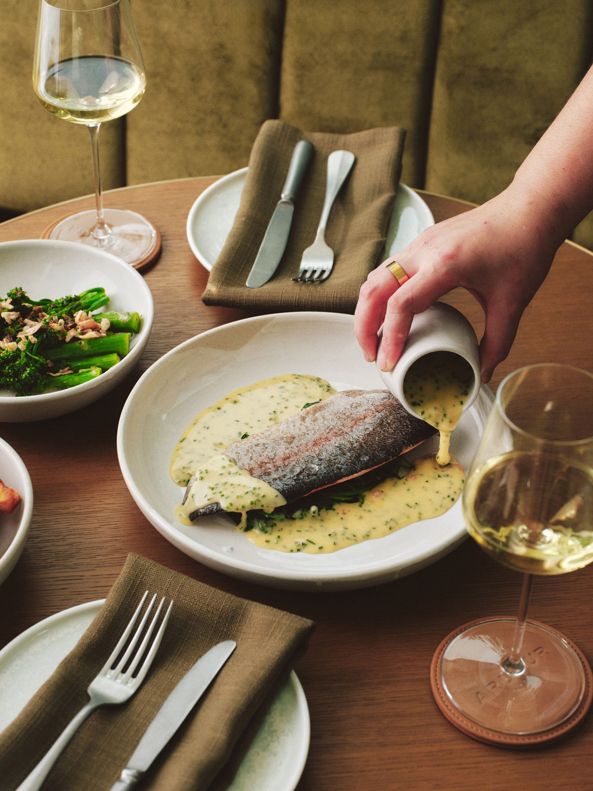 Dishes set on the table at Horderns Restaurant