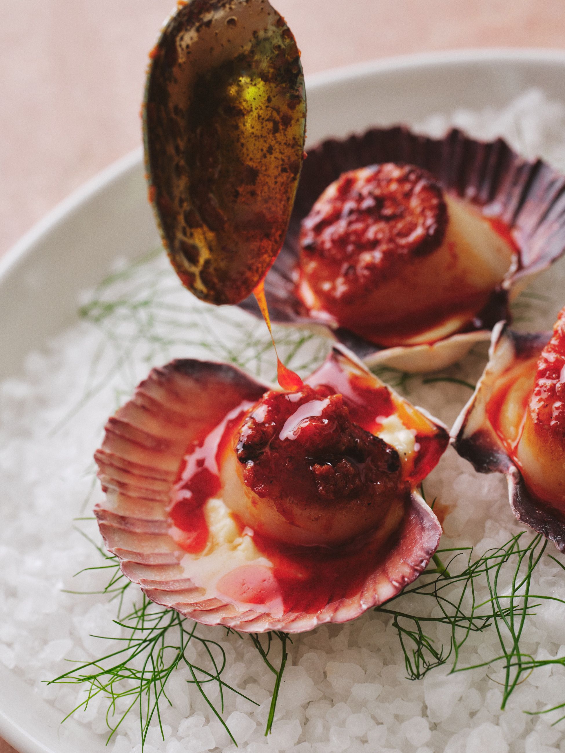 Scallops plated at Horderns Restaurant