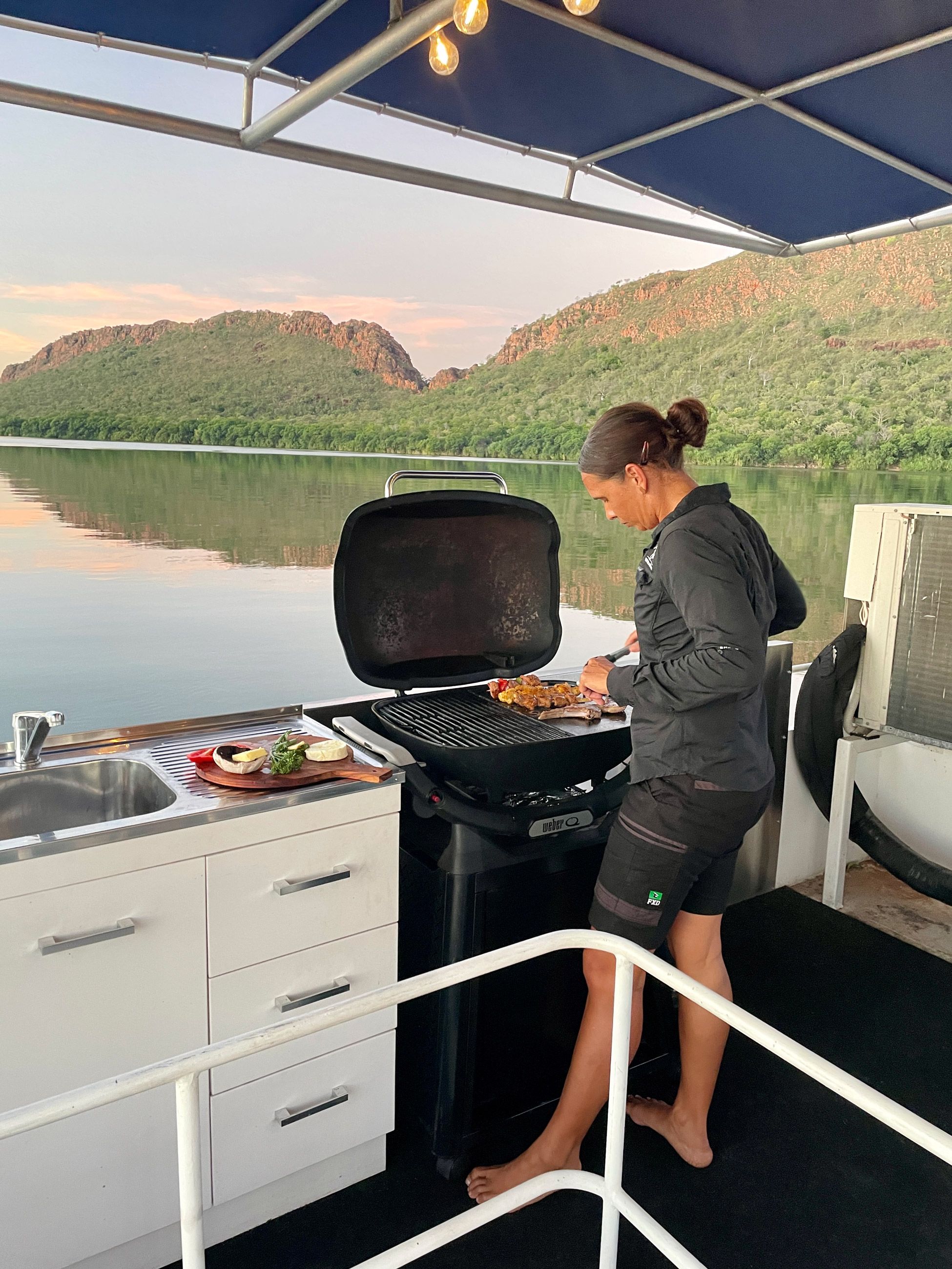 A barbecue is prepared onboard Kimberley Spirit