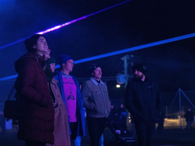 Friends enjoying Bicheno Beams