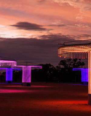 Bruce Munroe's Fibre Optic Symphoinic Orchestra Murray at night