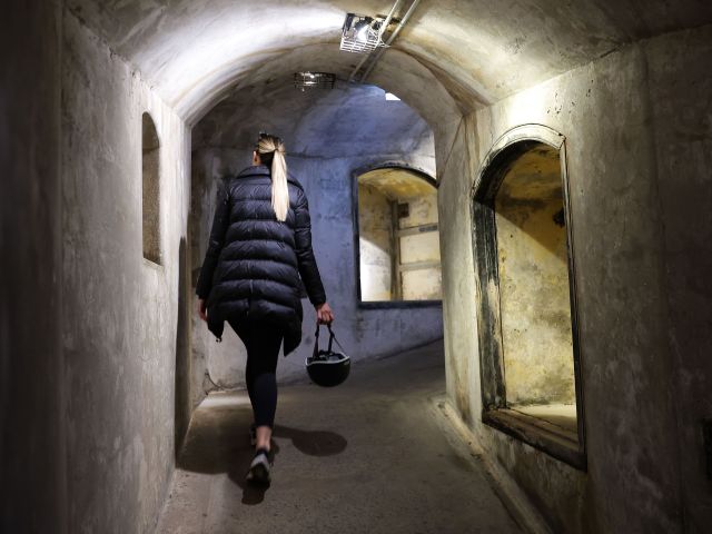 woman inside Fort Nepean Tunnels