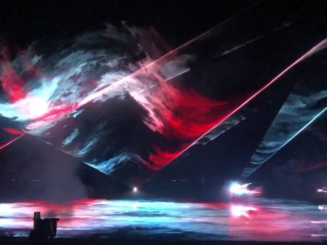 Lake Mulwala Laser Light Show Murray at night