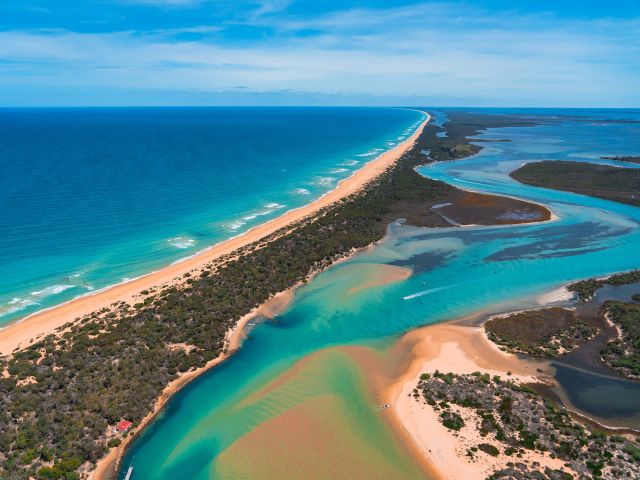 aerial of lakes entrance