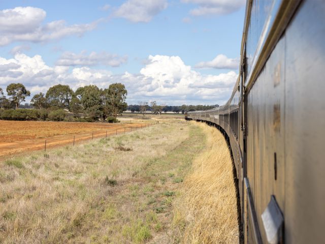 Vintage Rail Journeys Southern Aurora train travelling through nsw