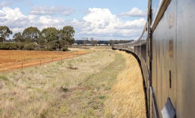 Vintage Rail Journeys Southern Aurora train travelling through nsw