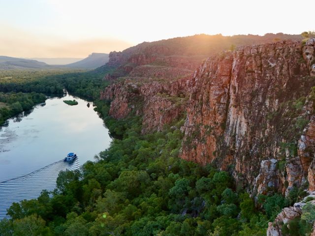 Aerial view of Nyawoorn, Kimberley Spirit's houseboat.