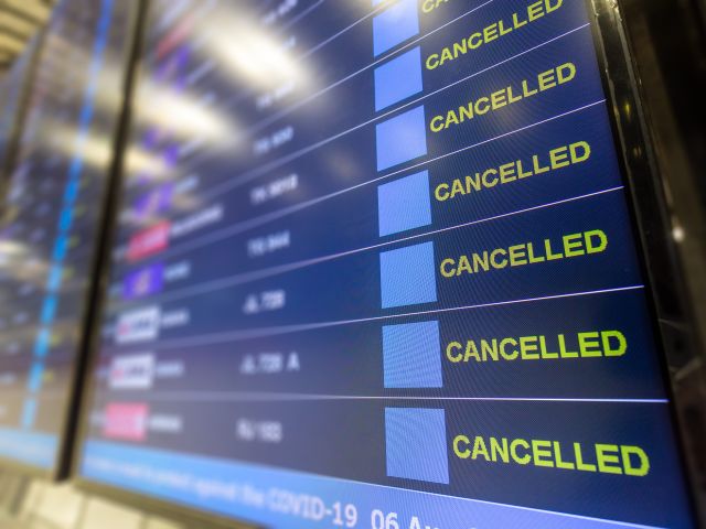 Departure board at airport