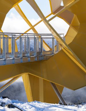 View of the new Alpine Sun sculpture at Falls Creek
