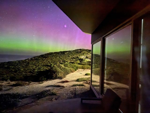 the aurora australis (southern lights) from Southern Ocean Lodge